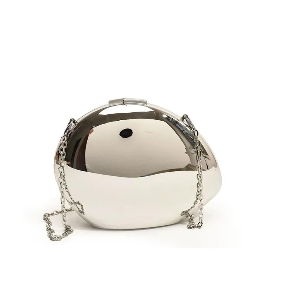 Designer Acrylic Shell Shape Clutch Bag Gold Silver Women Evening Party Bag Cute Shiny Metal Shoulder Crossbody Bags Small Purse(Silver)