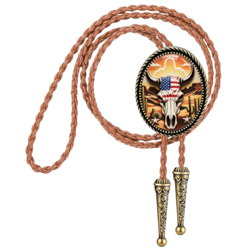 Image of Jeilwiy Bolo Tie for Men Western Cowboy Gothic Bolo Tie Necklace Halloween