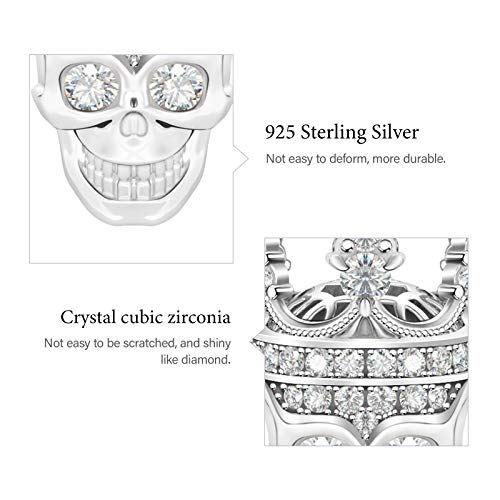 Image of GNOCE Skull Charm Bead Silver Pendant Dangle Charms fit Bracelet /Necklace Jewelry Gift for Women Men