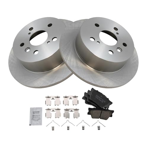 Image of TRQ Rear Brake Pad and Rotor Set Ceramic Compatible with 2013-2018 Lexus ES300h ES350 Toyota Avalon 2012-2017 Camry