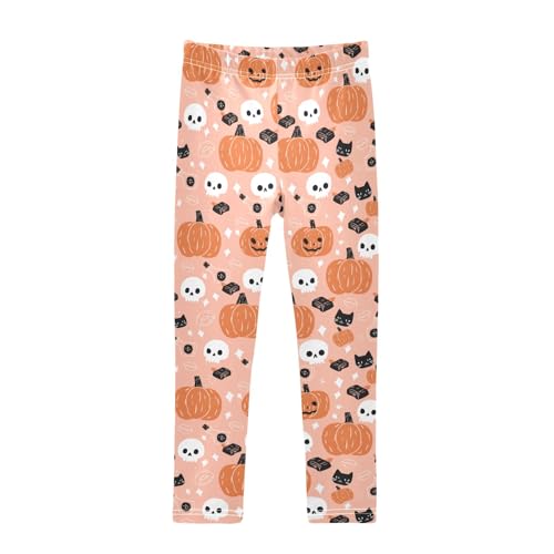 Girls Printed Leggings Yoga Pants Pumpkin Lighter Skull Pattern for Kids in 4t to 10 Years, 4T