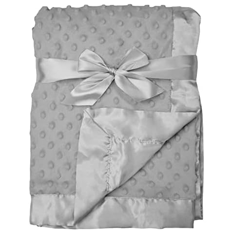 American Baby Company Heavenly Soft Chenille Minky Dot Receiving Blanket with Silky Satin Backing, Gray, 30" x 40" Cover