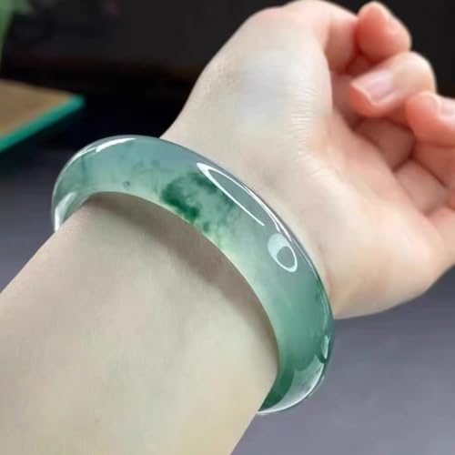 Bracelets,Jade Bangle Bracelet for Women, Genuine Ice Green Floating Flowers Jadeite Bangle Jewelry(58mm)3