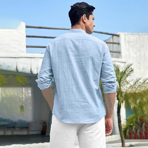 Image of Beige Color Cotton Blend Mandarin Neck Short Kurta Straight Kurta for Men (S)