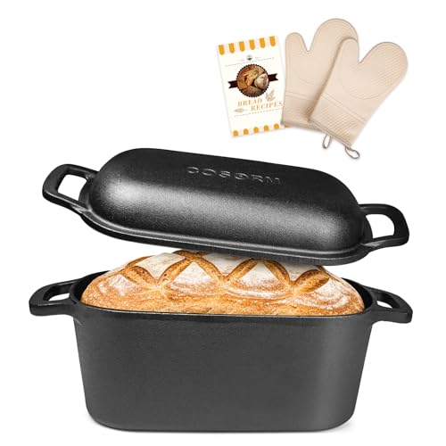 7QT Oval Dutch Oven for Sourdough Bread Baking, Pre-Seasoned Cast Iron Bread Pan with Lid, Even Heat Distribution for Homemade Bread