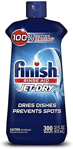 Finish Jet-Dry Dishwasher Rinse Aid, Compatible with Dishwasher Detergent, Prevents Spots & Residues, Dries, Shine & Protects, 32 oz, 300 washes