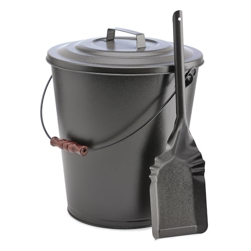 Uniflame, C-1724B, Olde World Iron Finish Ash Bin with Lid and Shovel