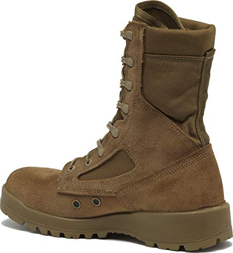 Belleville 8" US Marine Corps Hot-Weather Tactical Boots for Men (EGA) - Military Boots with Vanguard Sole & Sierra Traction Outsole - Berry Compliant - Coyote Brown Leather3
