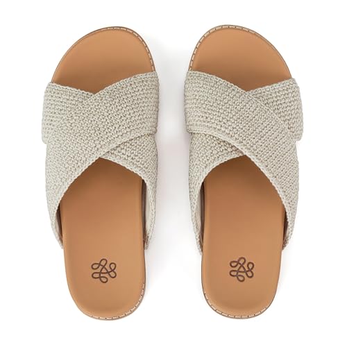Image of The Sak Penelope Slide Sandal - Women's Flat Fashion Slides with Soft Cushion Sole -Hand Crochet Slip On Sandals For Everyday