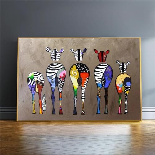 Tableau zèbre coloré avec cadre pour illuminer un salon sombre