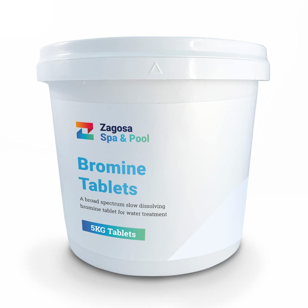 Zagosa Bromine Tablets 5kg - Primary Water Sanitiser for Spas, Pools, Hot Tubs and Inflatables Spas - 5kg Bromine Tablets Slow Release