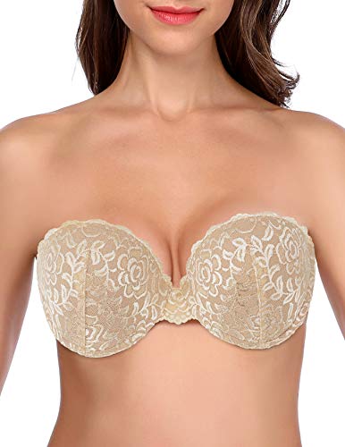 Image of JOATEAY Adhesive Bra Strapless Sticky Push Up Reusable Invisible Lift Padded Non-Slip for Women Backless Dress Wedding Party