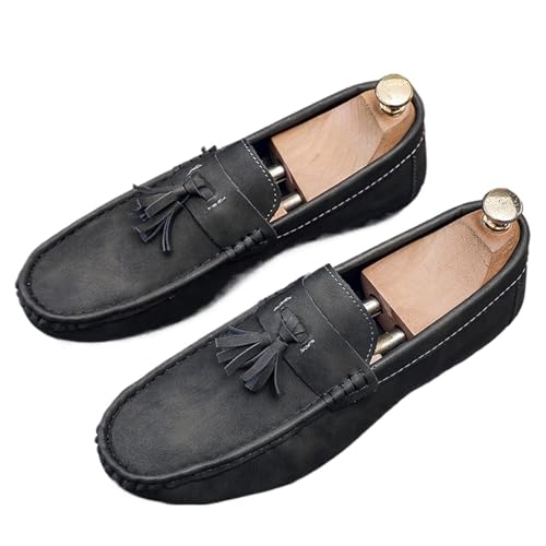Men's Soft Leather Moccasin Boat Shoes Classic Tassel Low-Top Penny Shoes Comfortable Slip-On Non-Slip Walking Loafers