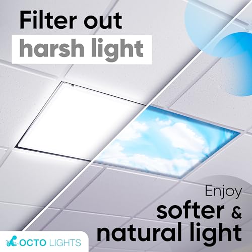 Image of Fluorescent Light Covers for Ceiling Lights - Magnetic Cloud Cover for Fluorescent Or LED Fixture - Must Haves for Teacher Supplies - Classroom, Home, Office Cubicle Decor - Filters Overhead Lighting