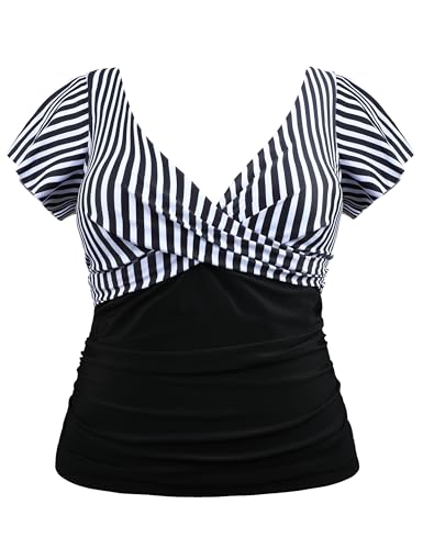 Tankini à armatures gainant rayures noires et blanches taille 16 Hilor