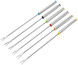 Jjoer Marshmallow Toasting Forks Metal Skewers Extendable Fork Long Skewers Extendable Multifunctional Barbecue Forks Anti-Scalding Grill Accessories