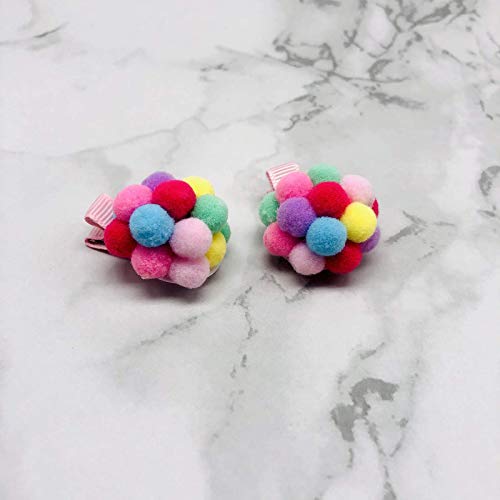 2Pcs Colorful Barrettes Hair Clips Headwear For Girl Hair Accessories Furball Pompom Soft Ball Hair Band Girl Hair Clip Headband Fur Barrette for Women Hair Pin Hair Jewelry headdress Hair Accessories