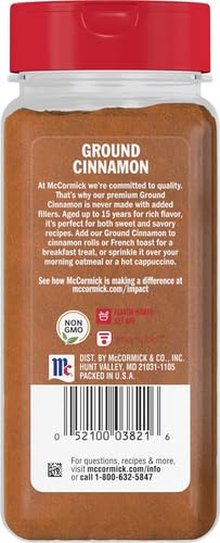 Image of McCormick Ground Cinnamon, Non-GMO, Aged Up to 15 Years, Brings Rich Cinnamon Flavor to Savory & Sweet Recipes, 7.12 oz (Pack of 6)