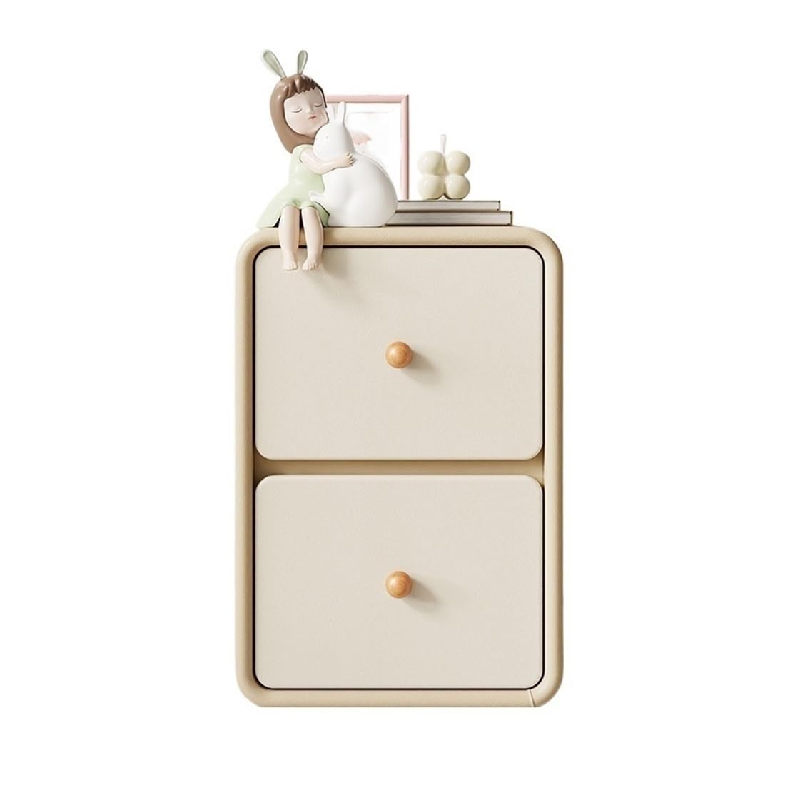 Table de nuit avec rangement bois meuble chevet étroit armoire rangement beige blanc petit modèle