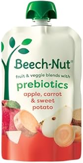 Beech-Nut Baby & Toddler Food Pouches with Prebiotic Fiber, Carrot Apple & Sweet Potato, 3.5 oz (12 Pack)