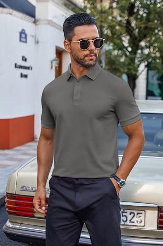 COOFANDY Men's Cotton Pique Polo Shirts Short Sleeve Golf Shirts Basic Casual Collared T-Shirt4