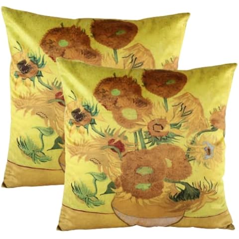 Rely+ Pack of 2 Pure Premium Soft Cushion Covers from Our Famous Paintings Collection. Decorative Throw Pillow Covers for Sofa, Bedroom, Car, and Office. 18 x 18 Inches. (45 x 45 cm) Cover