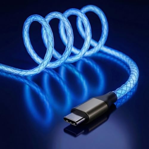 USB C to USB C Cable 60W LED Light up Type C Fast Charging Cable for iPhone 15/15Pro/ 15Plus/15ProMax MacBook Pro 2020 iPad Pro 2020 iPad Air4 Samsung S23+/S23 Ultra (Blue 3 FT)