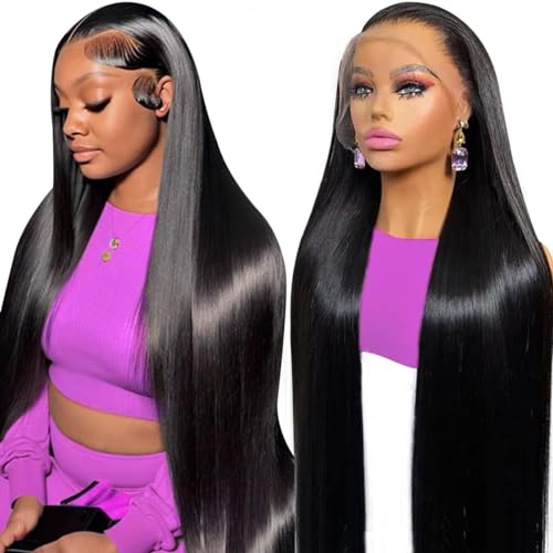 30 Inch Lace Front Wig Human Hair 13X6 HD Transparent Glueless Lace Frontal Wigs Human Hair 200% Density Pre Plucked Straight Human Hair Lace Front Wigs for Women with Baby Hair