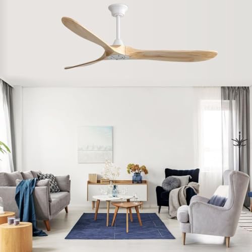 60 inch Solid Wood Ceiling Fan without Lights and Remote for Outdoor and Indoor Living Rooms