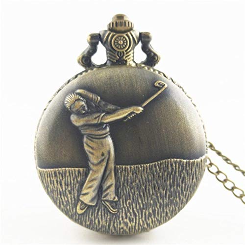 NOBRAND Reloj de Bolsillo, Playing Golf Vintage Antique Round Dial Reloj de Bolsillo de Cuarzo Collar Colgante Reloj para Hombres Mujeres Mejores Regalos, 2