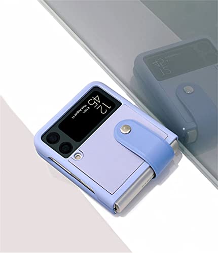 Coque Z Flip 3 5G support bracelet cuir étui rigide couleur contrastée