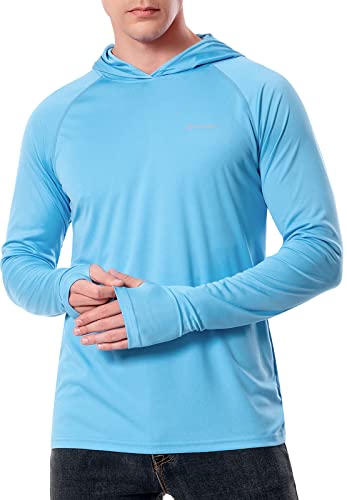 Image of Men's UPF 50+ Sun Protection Hoodie Long Sleeve SPF UV Quick Dry Lightweight Athletic Fishing Shirt with Thumbholes