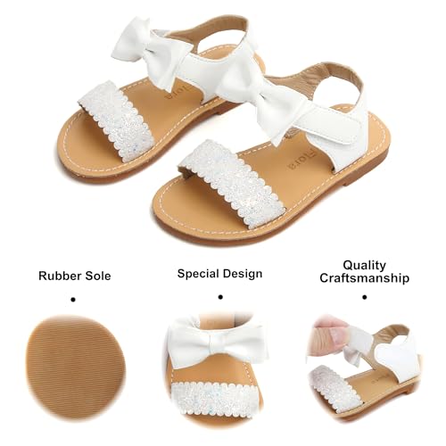 Image of Felix & Flora Toddler Girl Sandals - Little Girl Easter Dress Shoes Lightweight Open Toe Beach Holiday Flats