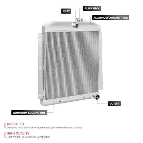Image of DNA Motoring RA-CHEVYT47-3 3-Row Full Aluminum Radiator Compatible with 47-54 Pickup /Suburban L6 Models,19.75 inch x 20.75 inch x 2.25 inch,1.50 inchInlet /1.75 inchOutlet