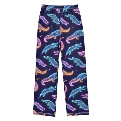 ALAZA Alligator Neon Pajama Lounge Pants Long Sleep Pajama Bottoms with Pockets
