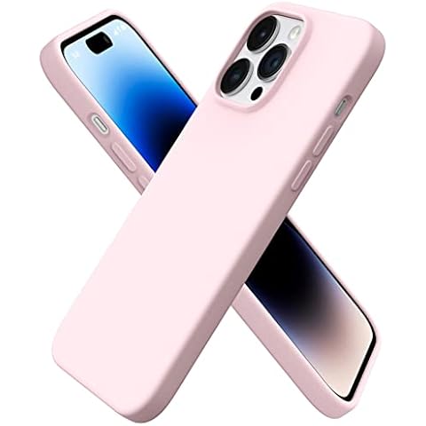 ORNARTO Compatible with iPhone 14 Pro Max Case 6.7", Slim Liquid Silicone 3 Layers Full Covered Soft Gel Rubber Case Cover 6.7 inch-Chalk Pink Cover