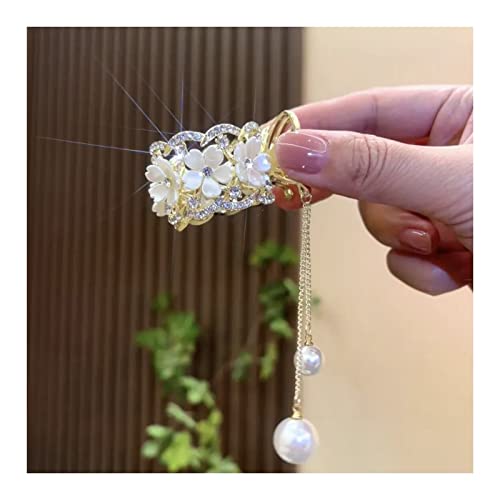Jepit Rambut Vintage Rose,Vintage Rose Hairpin, Hair clasp Girl Women Hair Pin Clip Elegant Retro Hair Fork Bridal Headwear Hair Styling Hair Clips for Women (White)