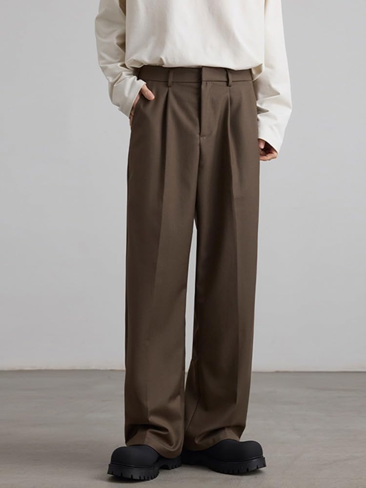 Men's Relaxed Wide Leg Dress Pants Drop Straight Trousers Pants for Men