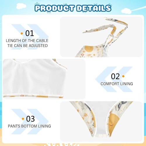 KLL Floral Pattern Orange Fruits Girl Two Pieces Bikini Set Quick-Dry Swimsuit Swimwear Cute Shoulder Strap4