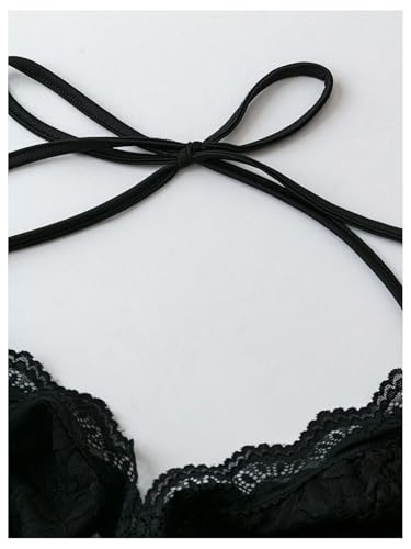 Verdusa Women's Plus Size Floral Lace Date Night Tops V Neck Backless Halter Top3