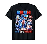 Funny Patriotic Dinosaur 250 Years Firework Flag 4th of July T-Shirt