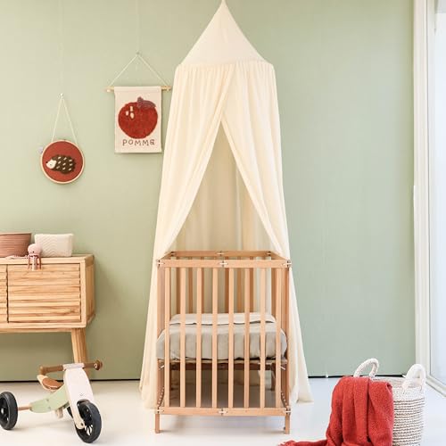 Ciel de Lit Beige Crème Enfant | Baldaquin Rond pour Chambre Bébé & Enfant | Moustiquaire pour Berceau, Lit ou Coin Lecture | Décoration de Chambre & Aire...