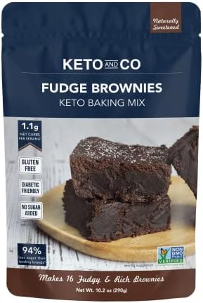 Keto Fudge Brownie Mix by Keto and Co | Just 1.1g Net Carbs Per Serving | Gluten free, Low Carb, Diabetic Friendly, Naturally Sweetened, No Added Sugar, Non-GMO | (16 Servings)