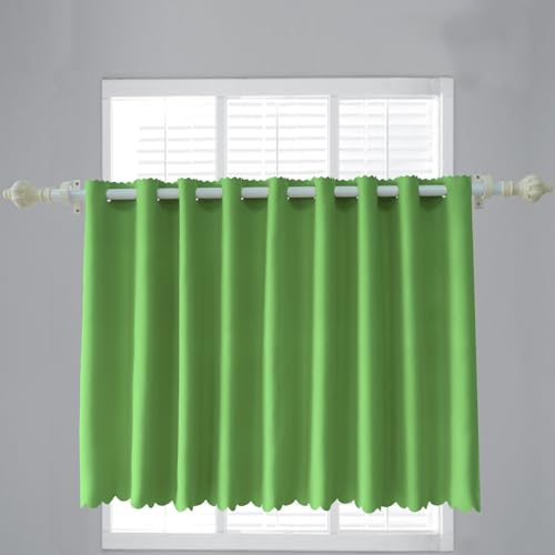 【Yunlinhui】一級遮光99.99%コーヒーカーテン、小窓遮光、断熱、保温省エネ、ファッション装飾に用い、紫外線を遮断する (幅145x丈70cm, グリーン)