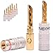 Produktbild NEXMEX Hohl Bananenstecker 4mm - 12 Stück Stecker als Set - Hohl Steckverbinder 24K vergoldet Hohlbananas für Lautsprecherkabel - HiFi Lautsprecheranschluss