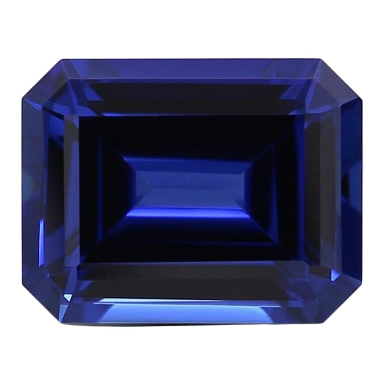 Saphir bleu naturel forme émeraude pour réparer ou monter un bijou