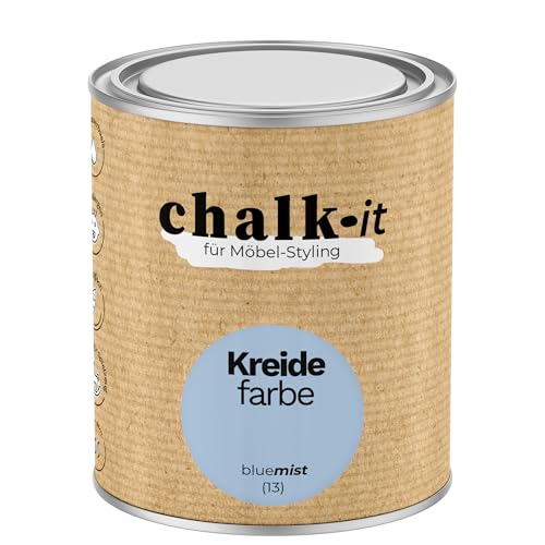 chalk-it Kreidefarbe 750ml (13) Blue Mist Möbel Farbe Shabby Chic Holzlack Natur Vintage Look Möbellack Erfüllt EN71-3 Sicher Kindermöbel Spielzeuge