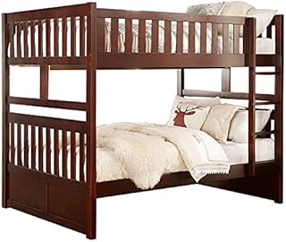 Pemberly Row Transitional Wood Full Over Full Bunk Bed in Dark Cherry