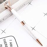 Schriftfarbe schwarz edler Kristall Kugelschreiber mit Diamant/schwarze Schrift/in schöner Box (Weiss/Rosé)
