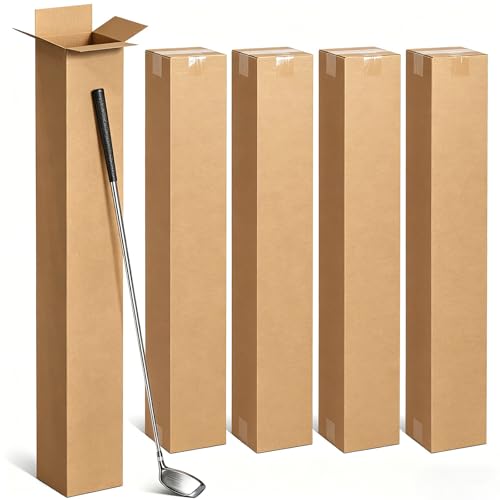 5 Pack Golf Club Shipping Boxes, 48x4x4 Inch Tall Corrugated